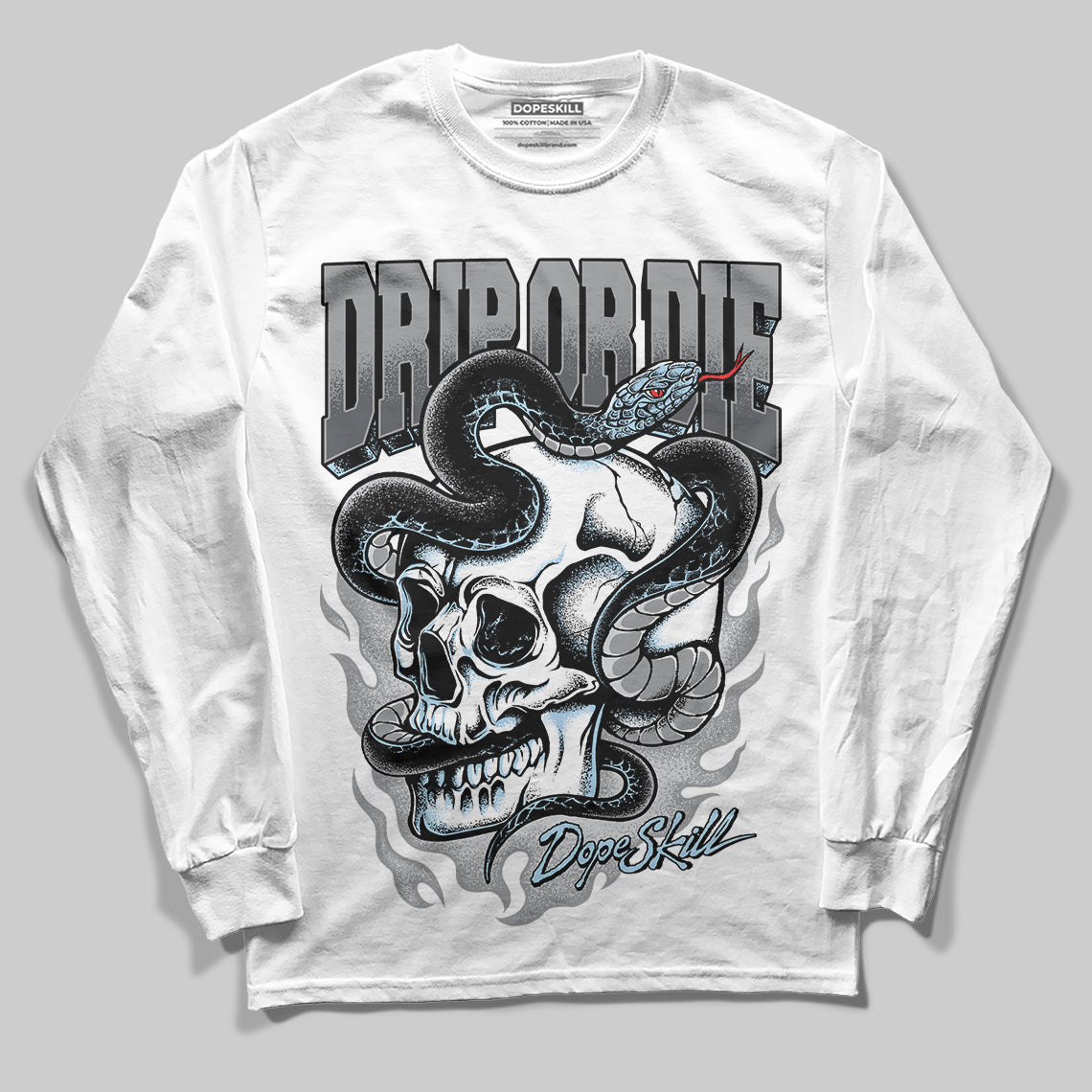 Jordan 5 Retro Wolf Grey (2026) DopeSkill Long Sleeve T-Shirt Drip or Die Graphic Streetwear - White