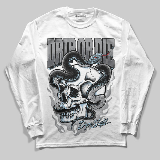 Jordan 5 Retro Wolf Grey (2026) DopeSkill Long Sleeve T-Shirt Drip or Die Graphic Streetwear - White