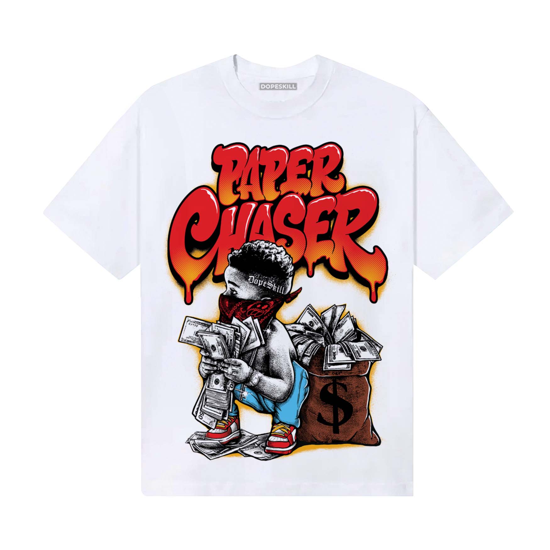 Red Collection DopeSkill T-Shirt Paper Chaser Boy Graphic