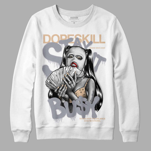 Jordan 4 Retro Frozen Moments DopeSkill Sweatshirt Stay It Busy Graphic Streetwear - White 