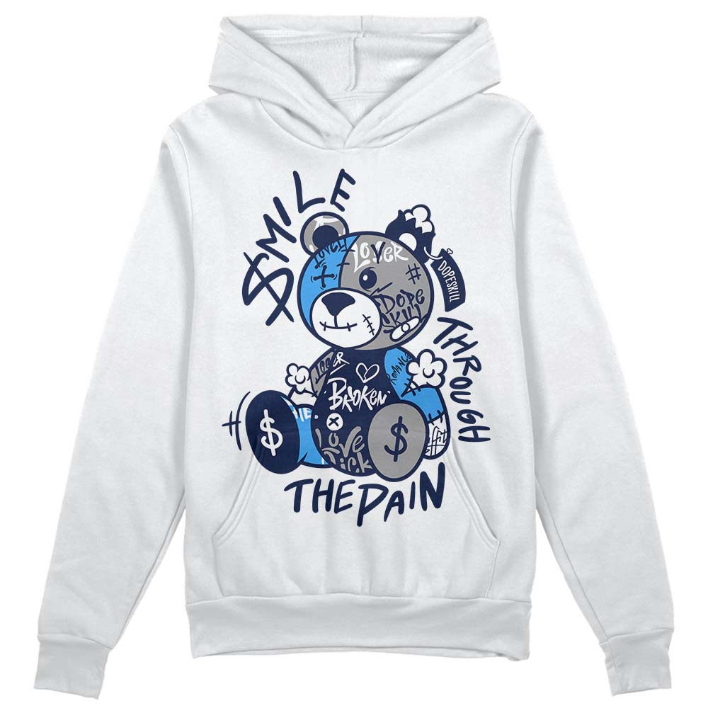 Jordan Spiz’ike Low “White/Obsidian” DopeSkill Hoodie Sweatshirt Smile Through The Pain Graphic Streetwear - White