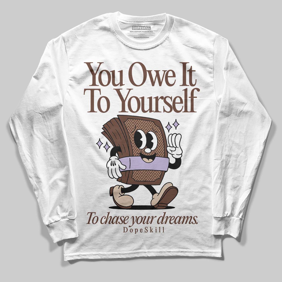 Harris Tweed x Wmns Dunk Low 'Sesame' DopeSkill Long Sleeve T-Shirt Owe It To Yourself Graphic Streetwear - White