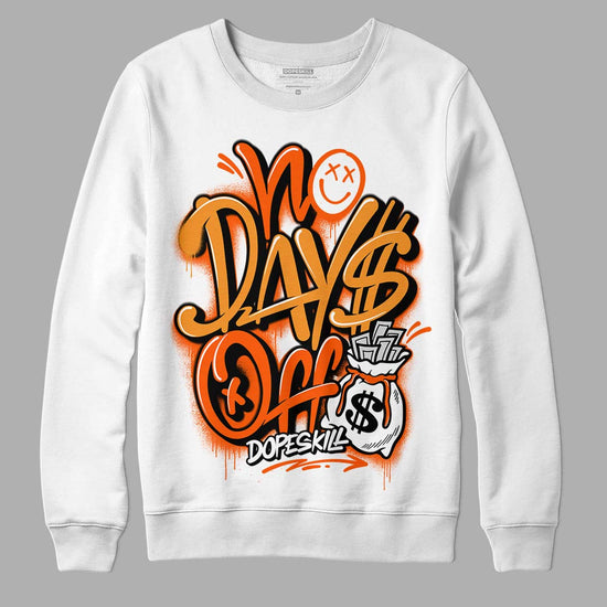 Jordan 12 Retro Brilliant Orange DopeSkill Sweatshirt No Days Off Graphic Streetwear - White