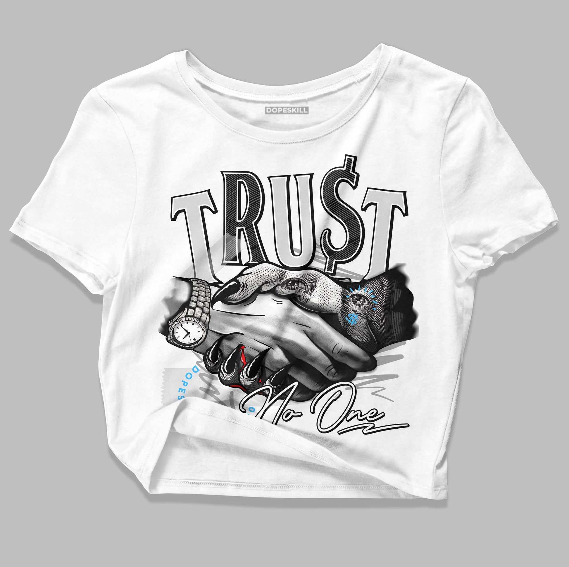 Dunk Low ‘Pure Platinum’ DopeSkill Women's Crop Top Trust No One Graphic Streetwear - White