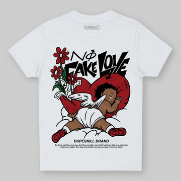 Jordan 5 Retro Fire Red Black Tongue (2025) DopeSkill Toddler Kids T-shirt No Fake Love Graphic Streetwear - White