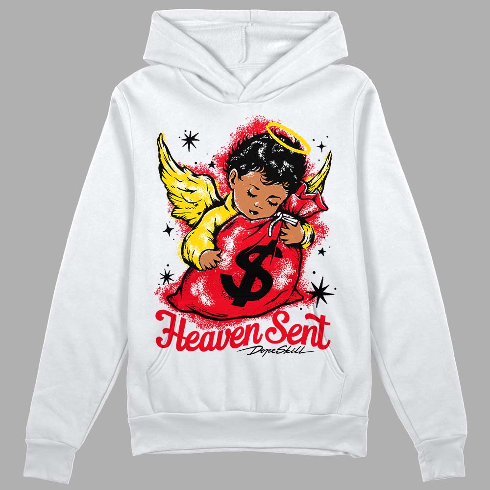 Jordan 4 Red Thunder DopeSkill Hoodie Sweatshirt Heaven Sent Graphic Streetwear - White