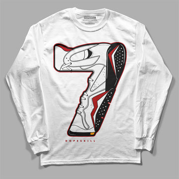 Jordan 7 Retro Cardinal DopeSkill Long Sleeve T-Shirt No.7 Graphic Streetwear - White 