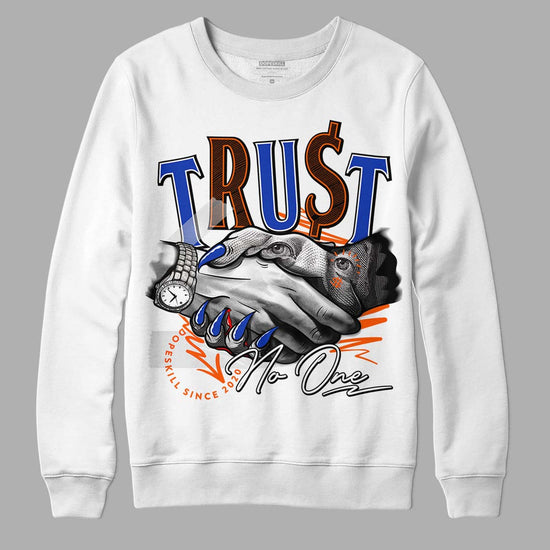 Dunk Low Futura Orange Blaze DopeSkill Sweatshirt Trust No One Graphic Streetwear - White