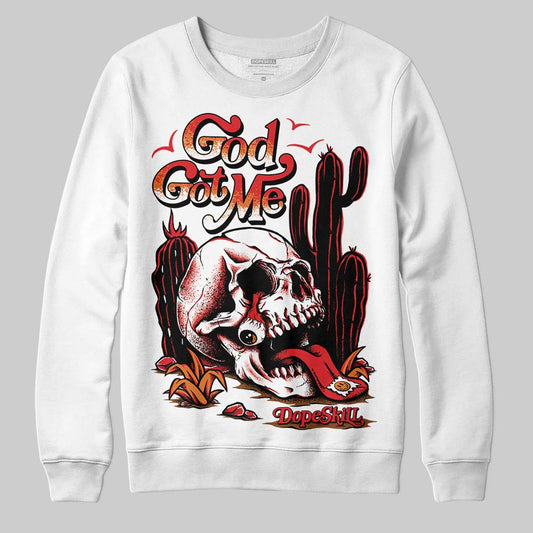 Jordan 4 Retro Red Cement DopeSkill Sweatshirt God Got Me Graphic Streetwear - White