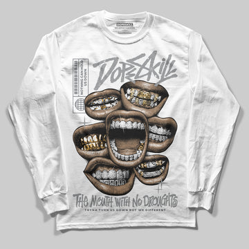 Jordan 5 Retro Wolf Grey (2026) DopeSkill Long Sleeve T-Shirt The Mouth With No Droughts Graphic Streetwear - White 