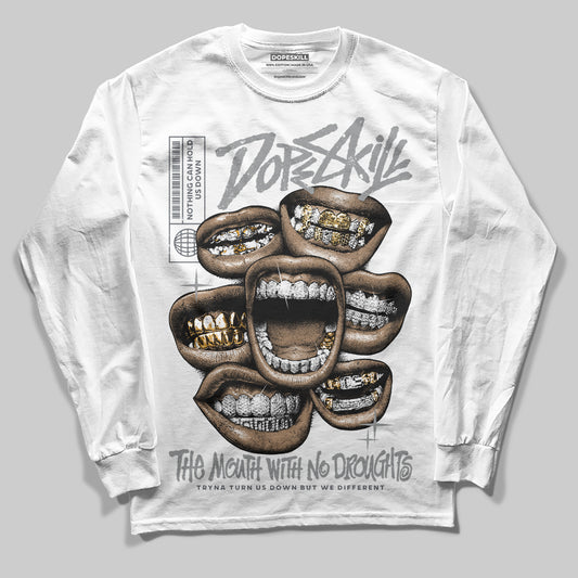 Jordan 5 Retro Wolf Grey (2026) DopeSkill Long Sleeve T-Shirt The Mouth With No Droughts Graphic Streetwear - White 