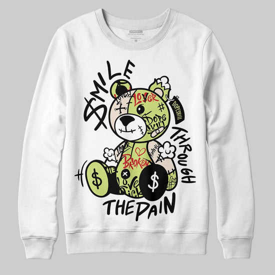 Jordan 5 “Luminous Green” DopeSkill Sweatshirt Smile Through The Pain Graphic Streetwear - White