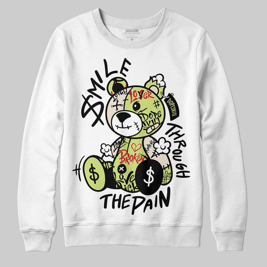 Jordan 5 “Luminous Green” DopeSkill Sweatshirt Smile Through The Pain Graphic Streetwear - White