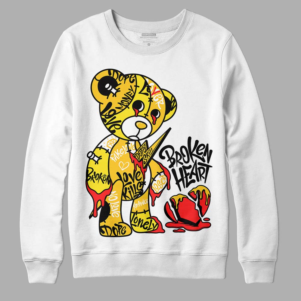 Jordan 4 Retro “Vivid Sulfur” DopeSkill Sweatshirt Broken Heart Graphic Streetwear - White 