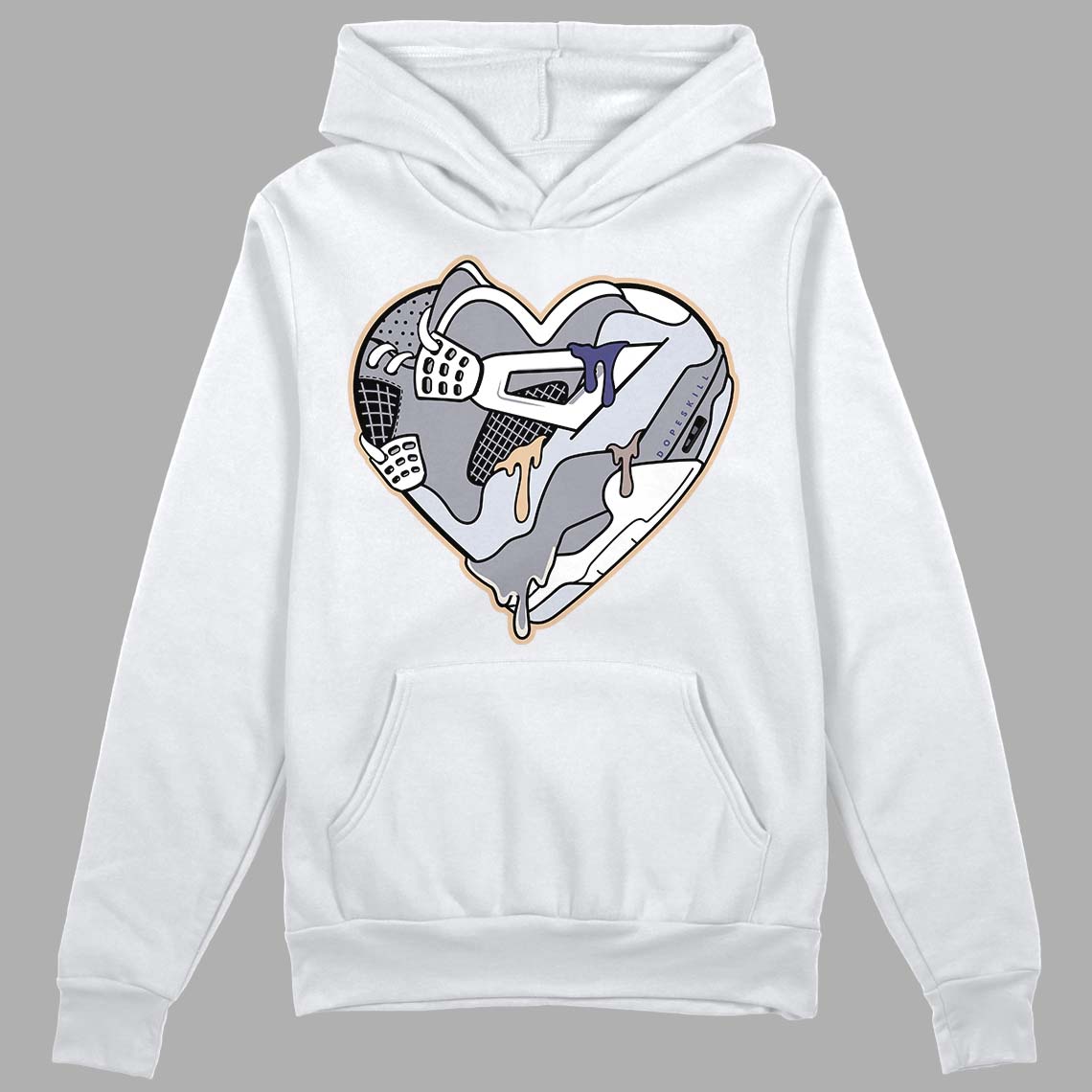 Jordan 4 Retro Frozen Moments DopeSkill Hoodie Sweatshirt Heart Jordan 4 Graphic Streetwear - White 