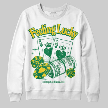 Green Sneakers DopeSkill Sweatshirt Feeling Lucky Graphic Streetwear - White
