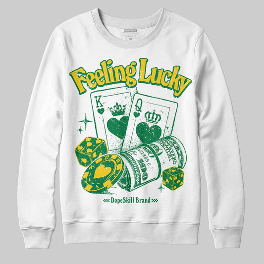 Green Sneakers DopeSkill Sweatshirt Feeling Lucky Graphic Streetwear - White
