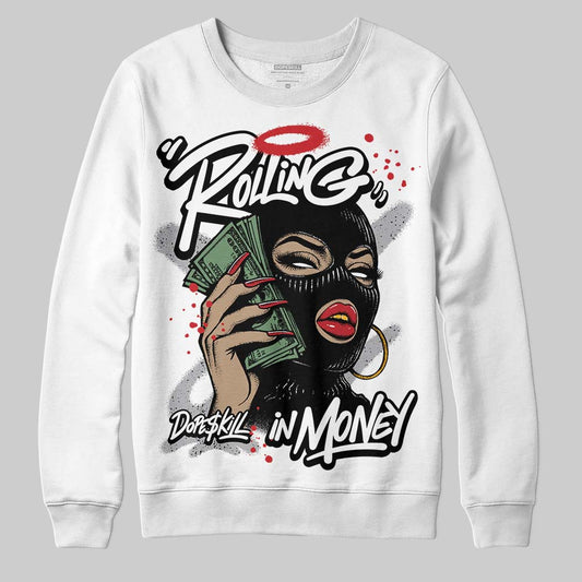 Jordan 4 OG “White Cement” DopeSkill Sweatshirt Rolling in Money Graphic Streetwear - White