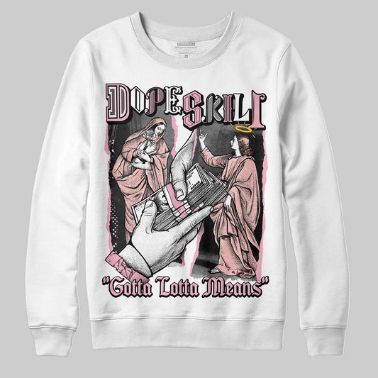 AMIRI White & Pink Stars Court Sneakers DopeSkill Sweatshirt Gotta Lotta Means Graphic Streetwear - White