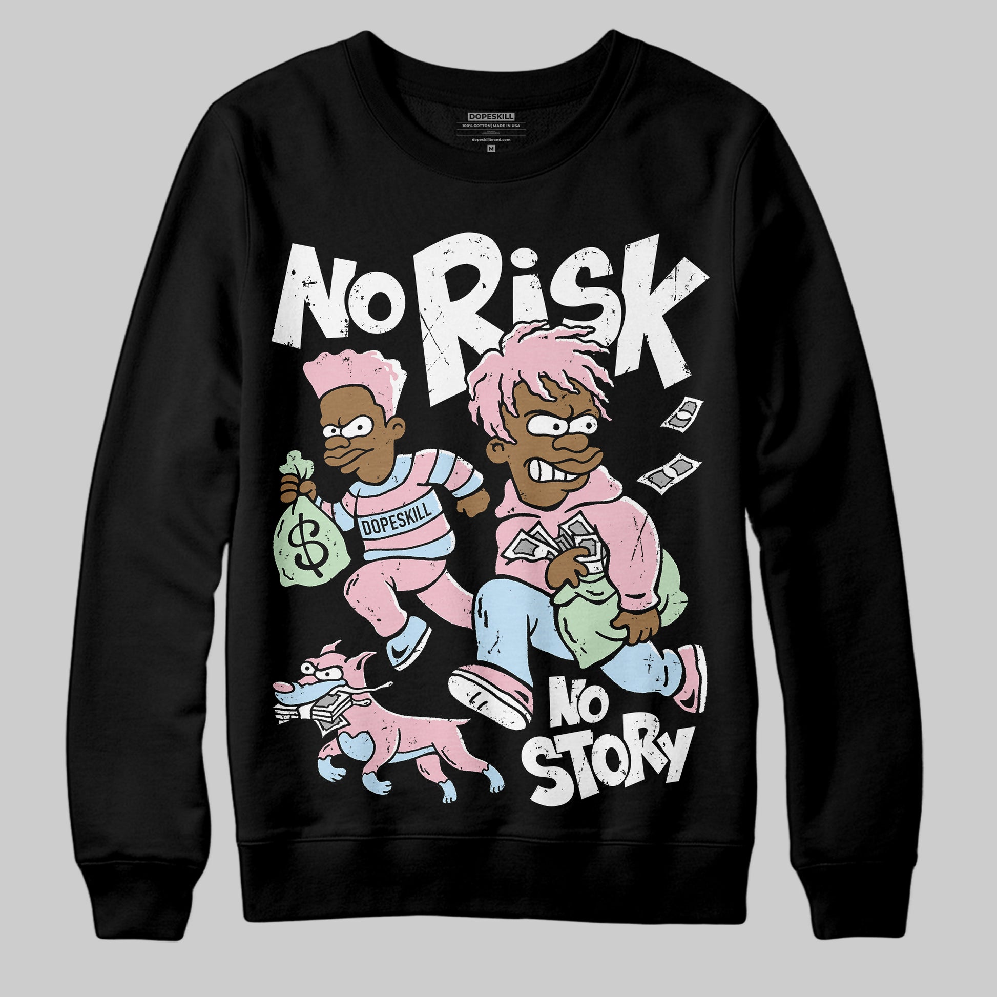 Jordan 4 Retro Valentine's Day (2026) (GS) DopeSkill Sweatshirt No Risk No Story Graphic Streetwear - black