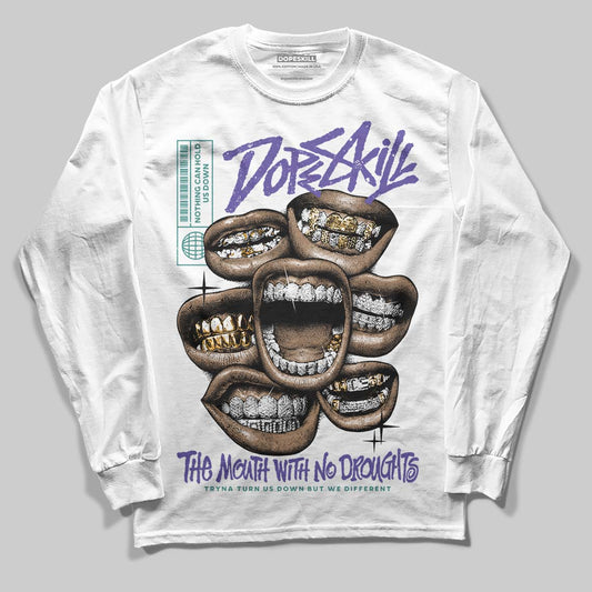 Jordan 5 OG “Grape” DopeSkill Long Sleeve T-Shirt The Mouth With No Droughts Graphic Streetwear - White