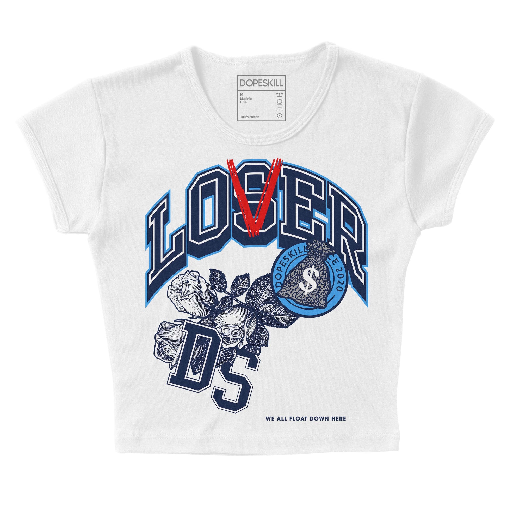 Jordan Spiz’ike Low “White/Obsidian” DopeSkill Women's Crop Top Loser Lover Graphic Streetwear - WHite