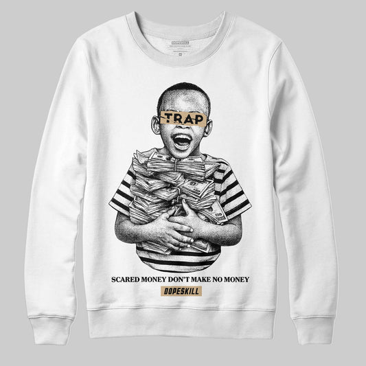 TAN Sneakers DopeSkill Sweatshirt Scared Money Don't Make No Money Graphic Streetwear - White 