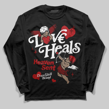 Jordan 12 Retro Flu Game (2025) DopeSkill Long Sleeve T-Shirt New Love Heals Graphic Streetwear - Black