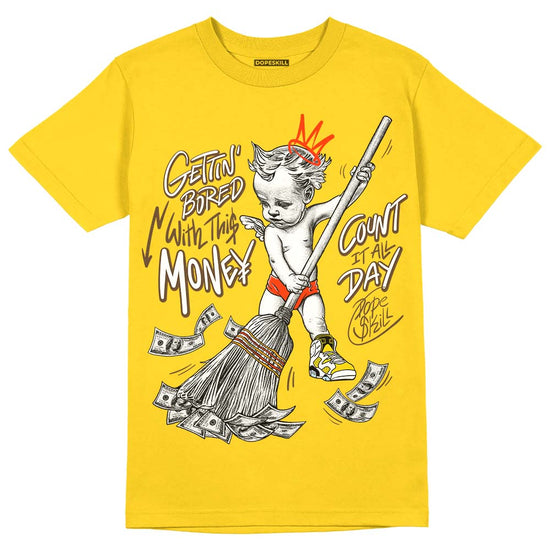 Jordan 6 “Yellow Ochre” DopeSkill Yellow T-shirt Gettin Bored With This Money Graphic Streetwear 