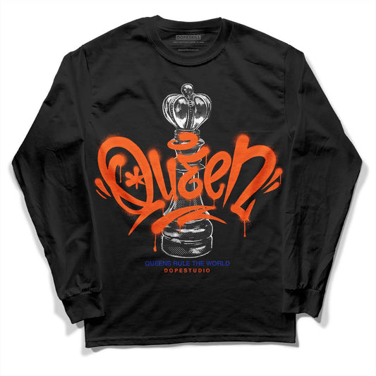 Dunk Low Futura Orange Blaze DopeSkill Long Sleeve T-Shirt Queen Chess Graphic Streetwear - Black