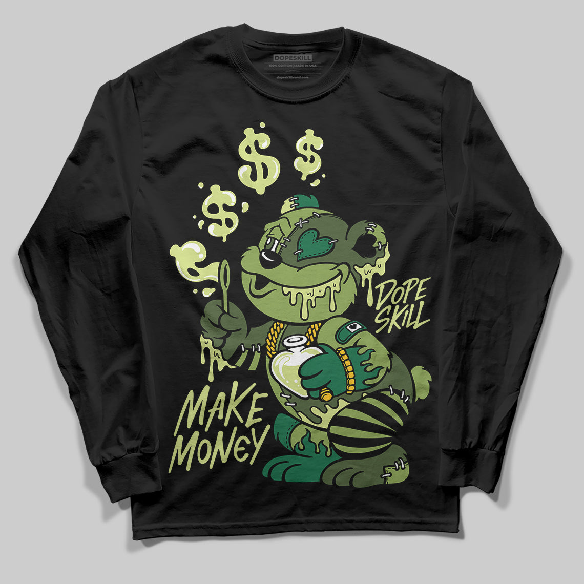 Foamposite Pro 'Pine Green' DopeSkill Long Sleeve T-Shirt Make Money Graphic Streetwear - Black
