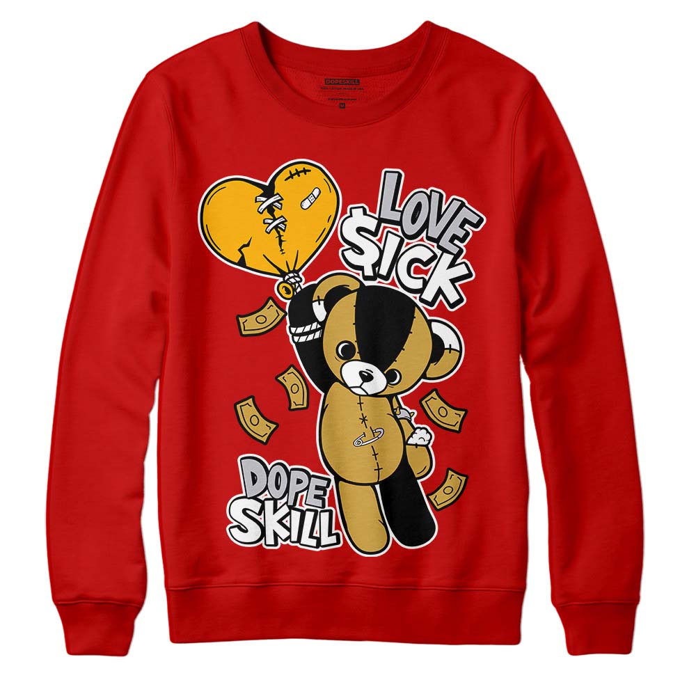 Red Snearkers DopeSkill Red Sweatshirt Love Sick Graphic Streetwear 