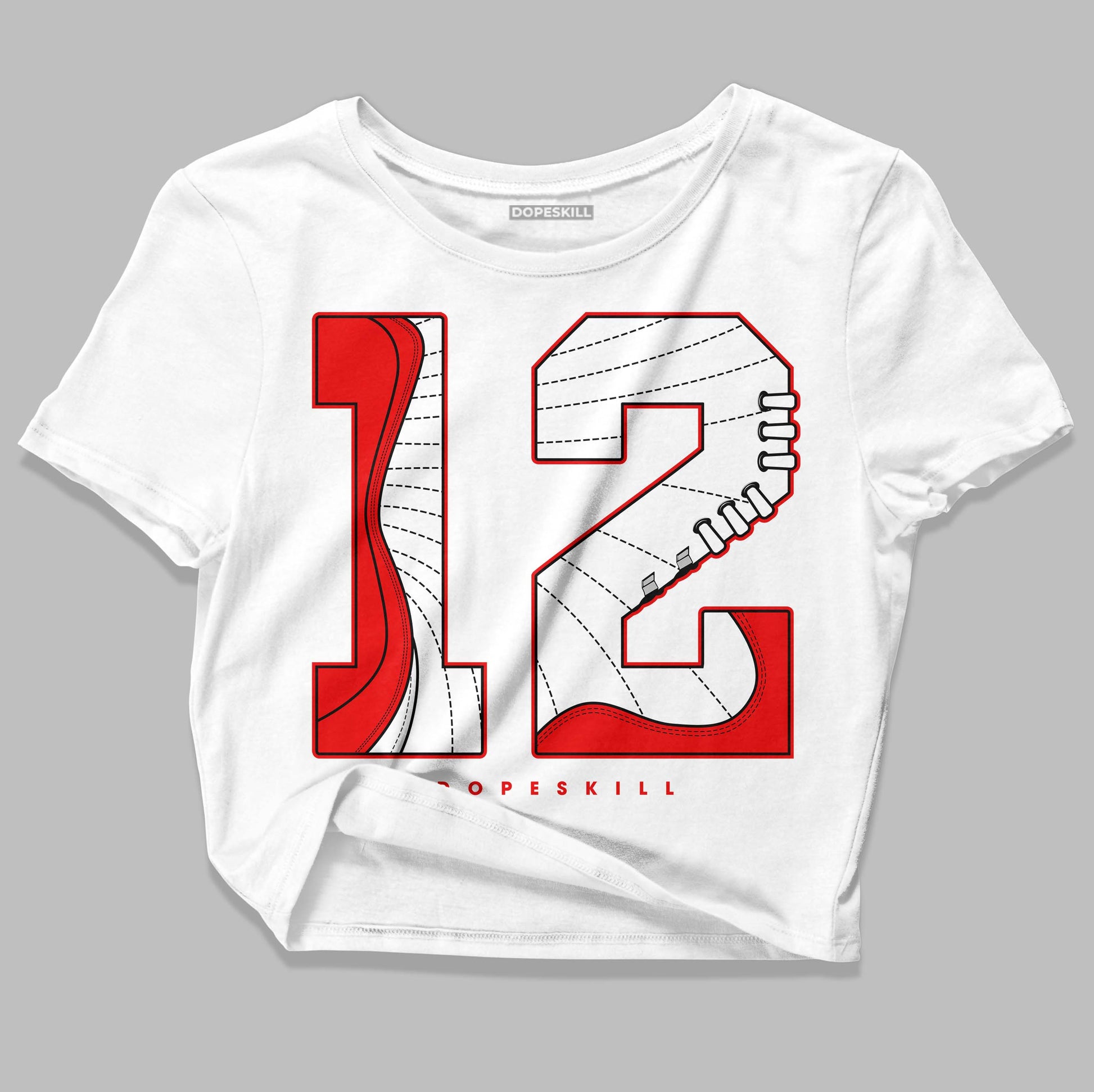 Jordan 12 “Cherry” DopeSkill Women's Crop Top No.12 Graphic Streetwear - White 