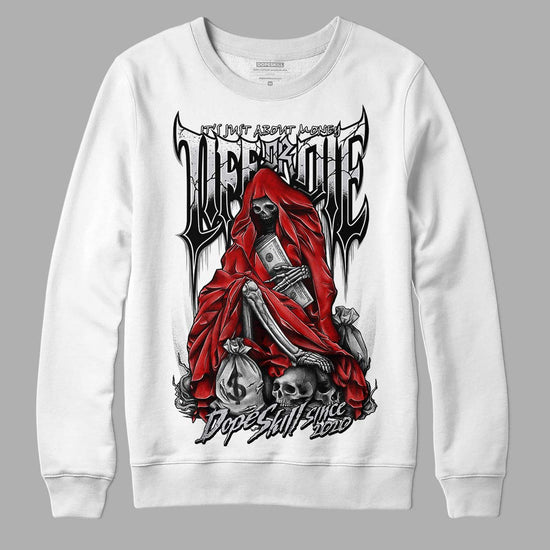 Jordan 2 Retro "Black Cement" DopeSkill Sweatshirt Life or Die Graphic Streetwear - White