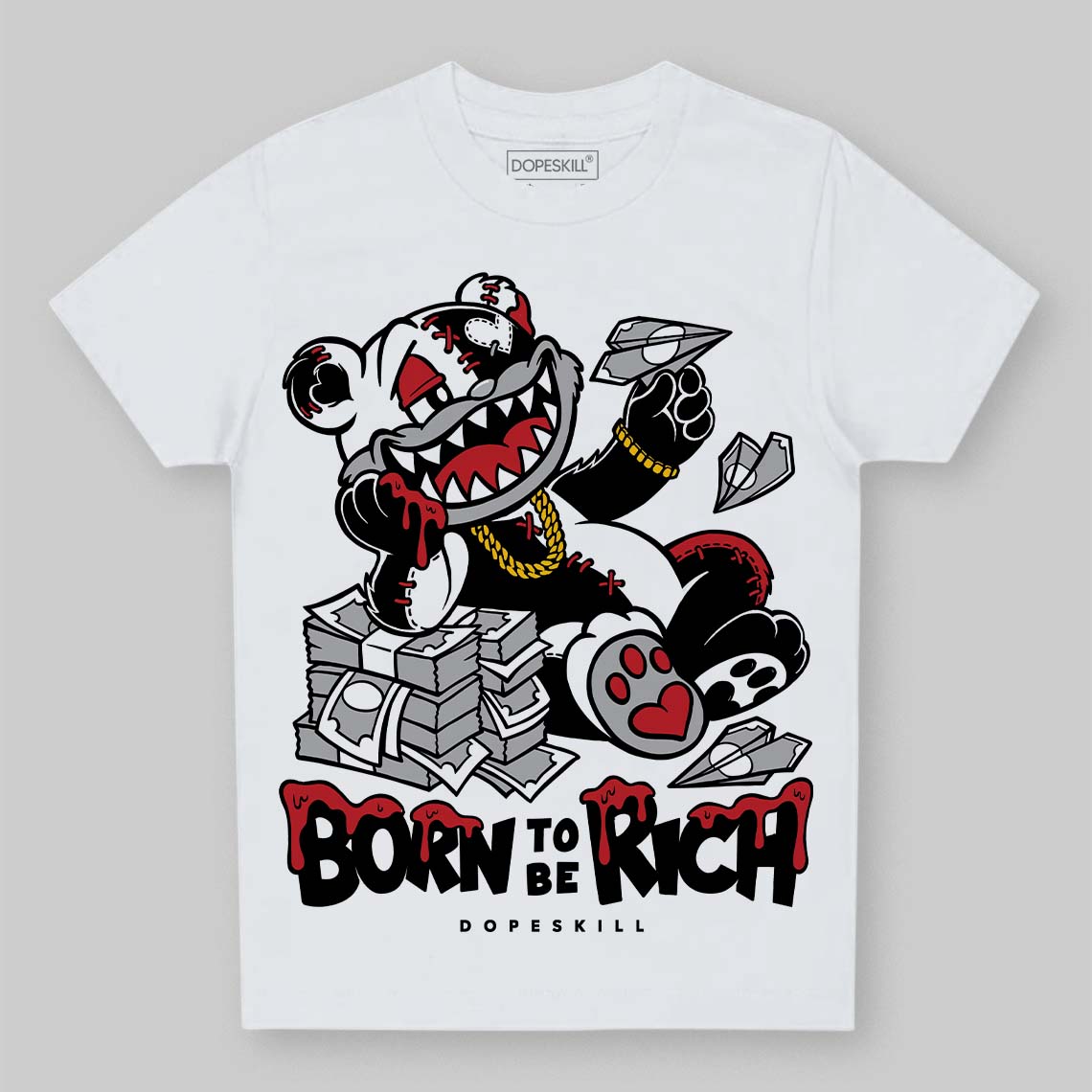 Jordan 11 Retro Low Bred (2025) DopeSkill Toddler Kids T-shirt Born To Be Rich Graphic Streetwear - White