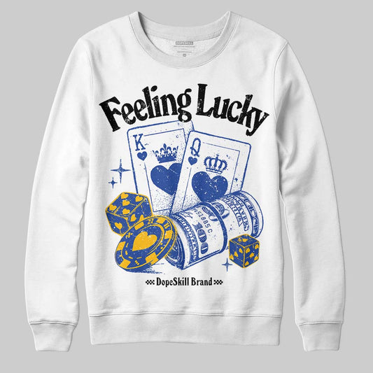 Royal Blue Sneakers DopeSkill Sweatshirt Feeling Lucky Graphic Streetwear - White