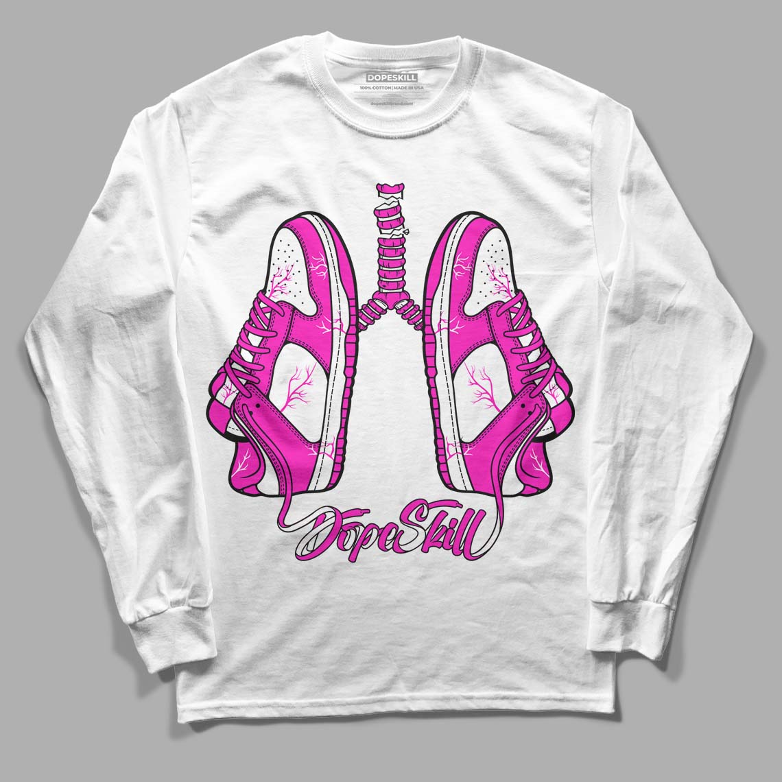 Dunk Low GS “Active Fuchsia” DopeSkill Long Sleeve T-Shirt Breathe Graphic Streetwear - White 