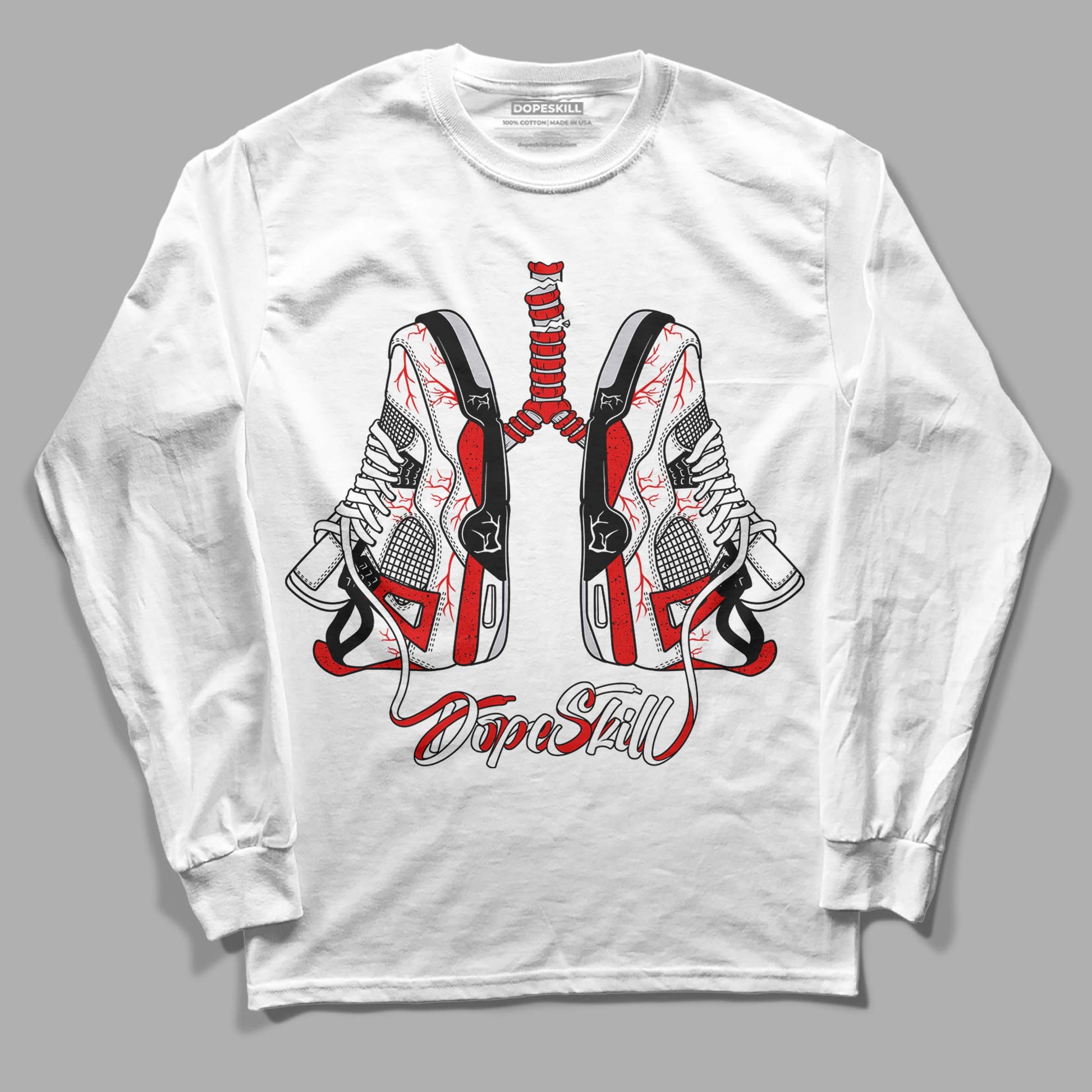 Jordan 4 Retro Red Cement DopeSkill Long Sleeve T-Shirt Breathe Graphic Streetwear - White