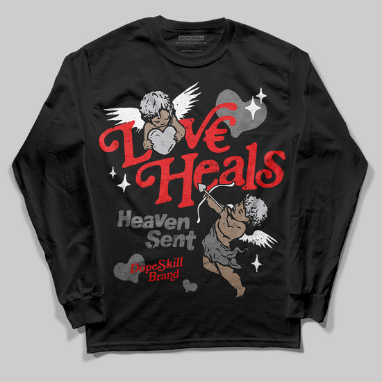 Grey Sneakers DopeSkill Long Sleeve T-Shirt New Love Heals Graphic Streetwear - Black