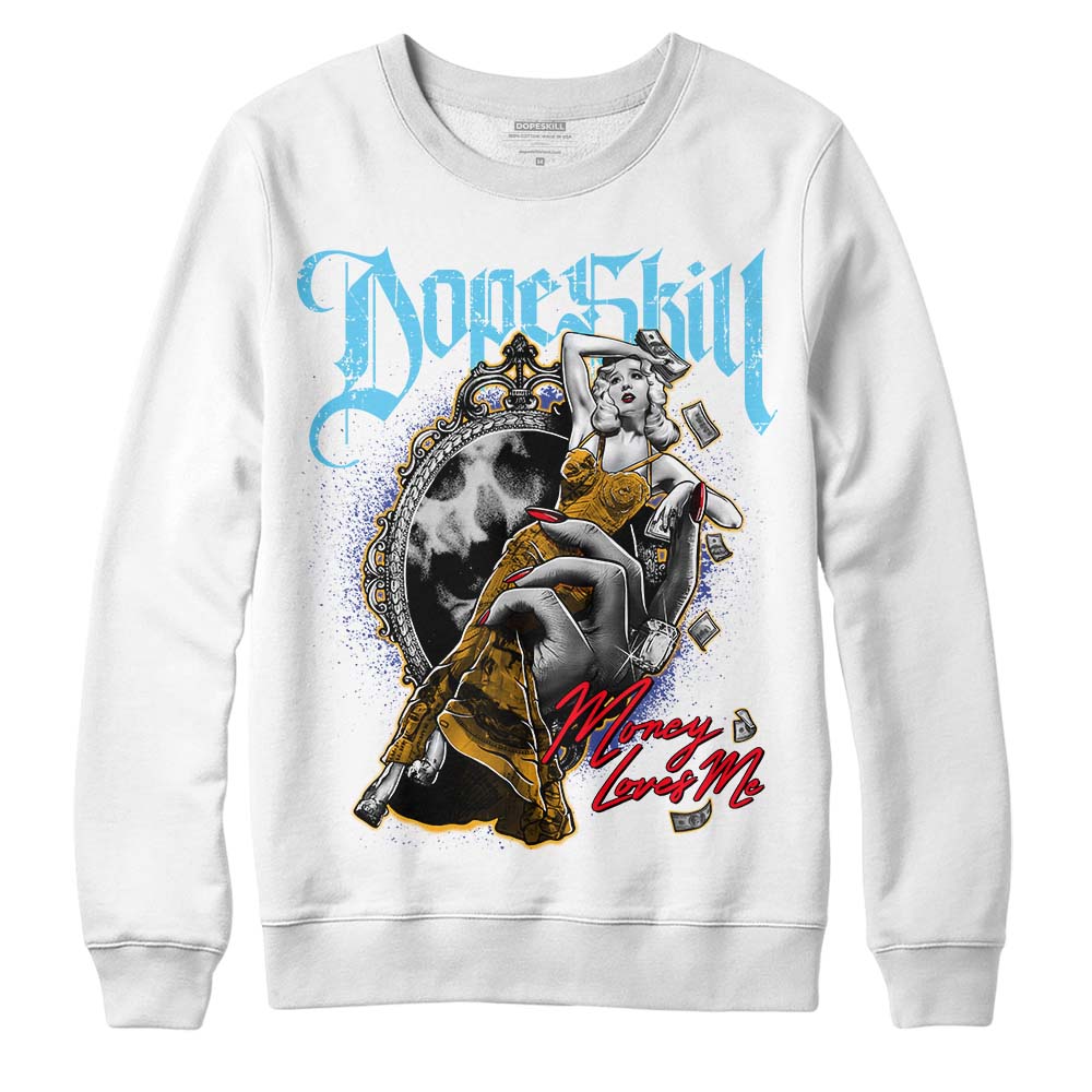 Jordan 1 Mid GS 'Six Championships' DopeSkill Sweatshirt Money Loves Me Graphic Streetwear - White