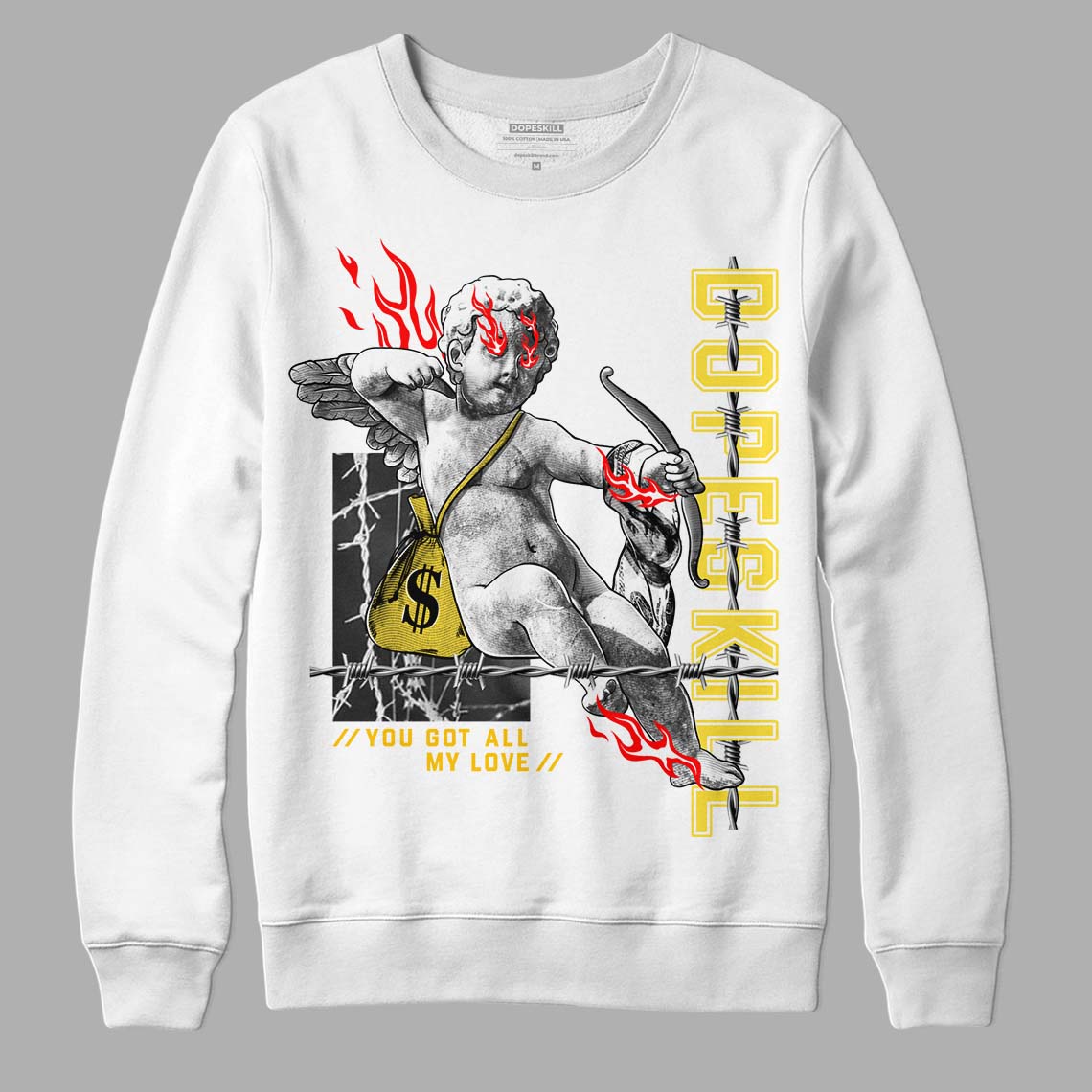 Jordan 11 Low 'Yellow Snakeskin' DopeSkill Sweatshirt You Got All My Love Graphic Streetwear - White