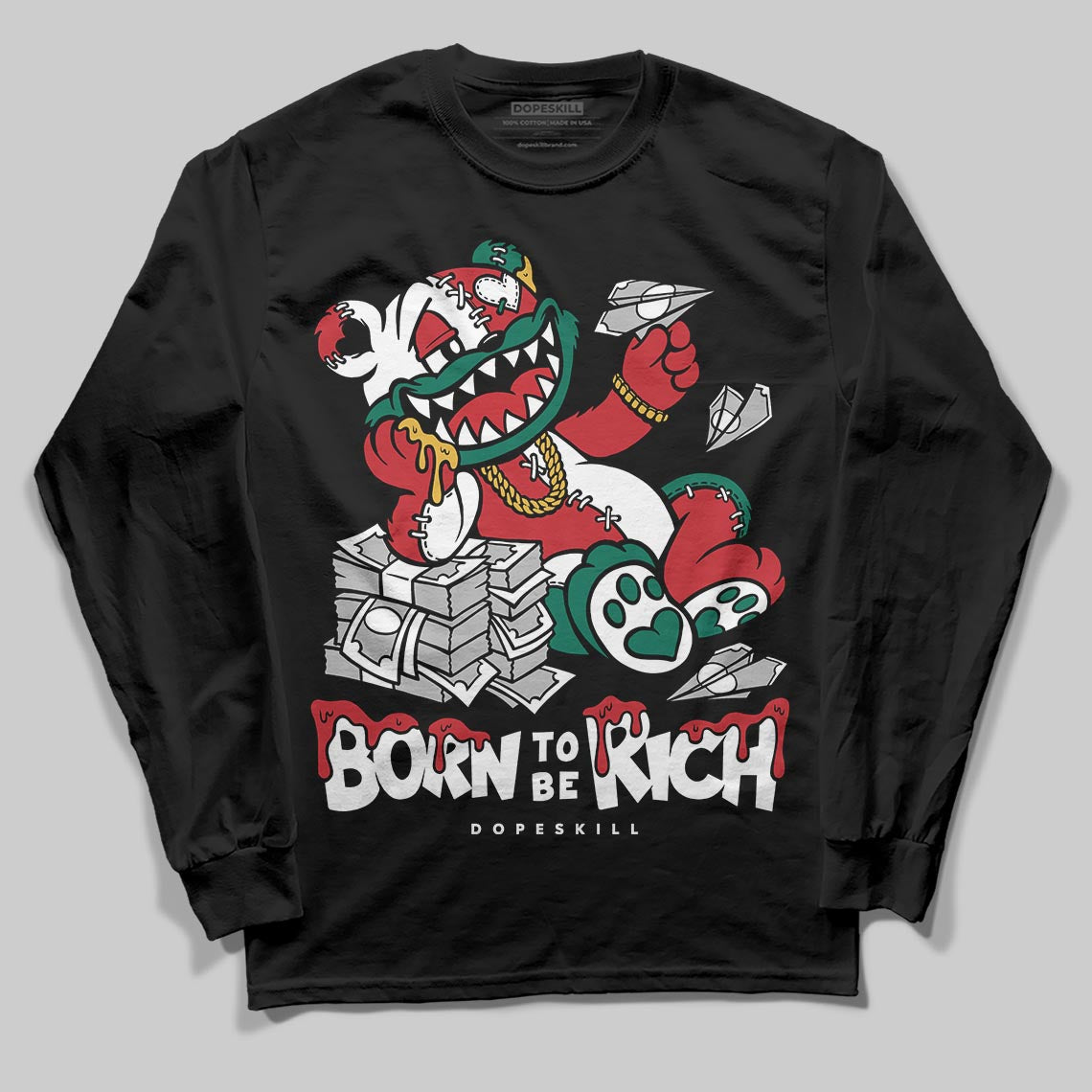 Jordan 3 Mexico 'El Vuelo' DopeSkill Long Sleeve T-Shirt Born To Be Rich Graphic Streetwear - black