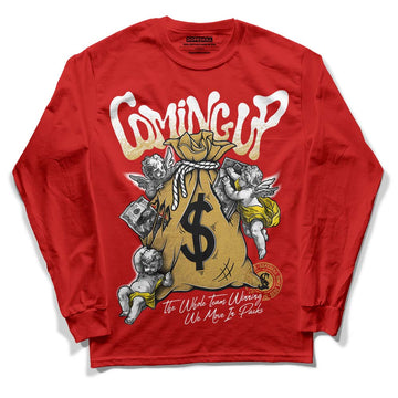 Red Sneakers DopeSkill Red Long Sleeve T-Shirt Money Bag Coming Up Graphic Streetwear