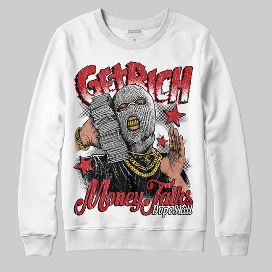 Jordan 5 Retro Fire Red Black Tongue (2025) DopeSkill Sweatshirt Get Rich Graphic Streetwear - White