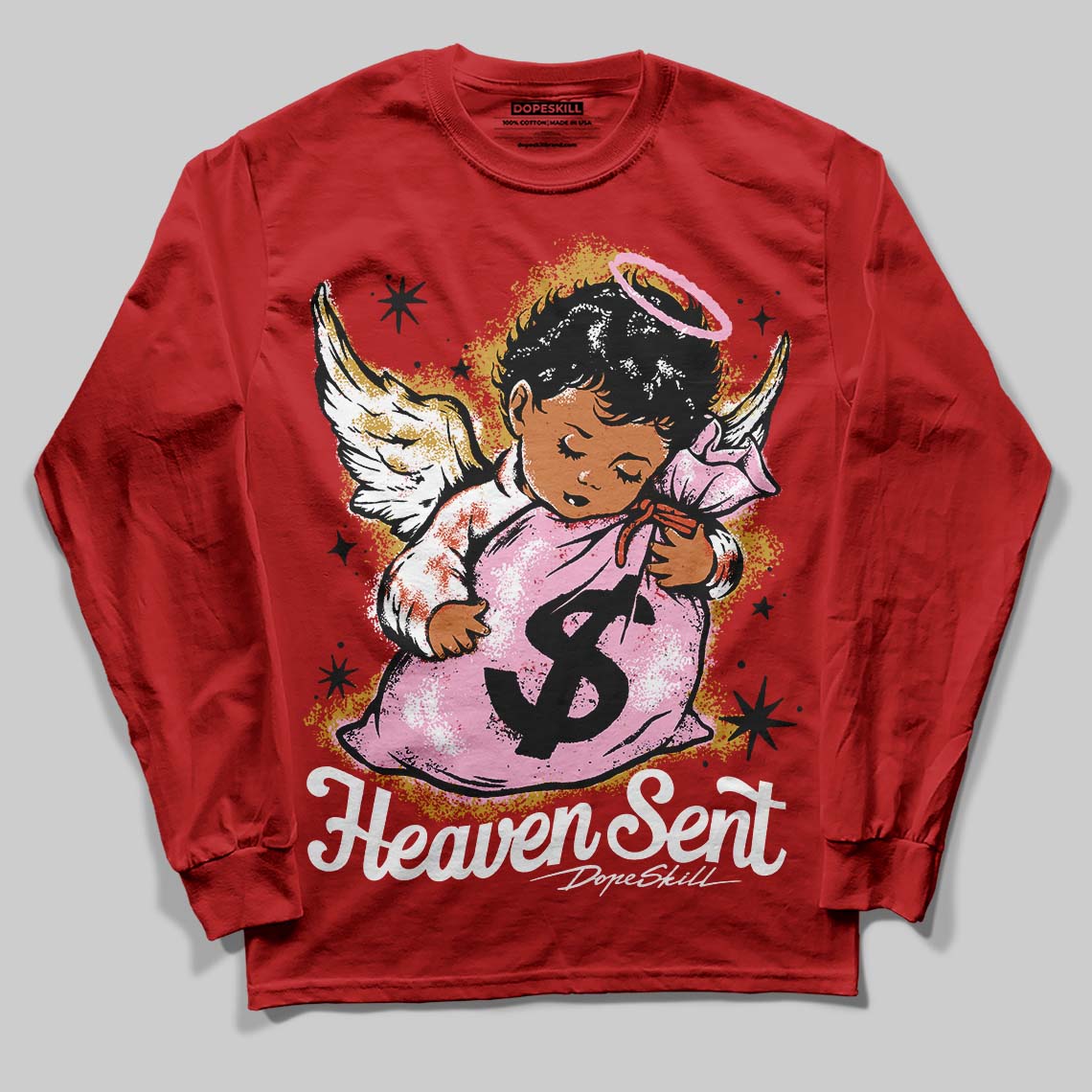 Nigel Sylvester x Air Jordan 4 ‘Brick by Brick’ DopeSkill Long Sleeve T-Shirt Heaven Sent Graphic Streetwear - Red