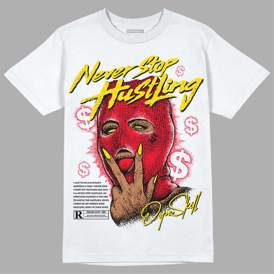 Jordan 4 Red Thunder DopeSkill T-Shirt Never Stop Hustling Graphic Streetwear - White