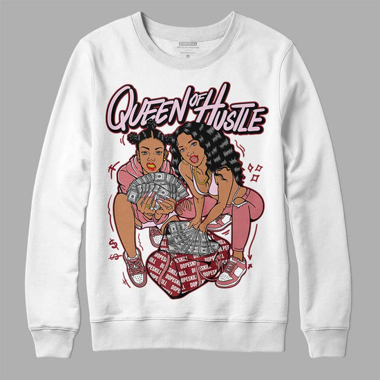 Valentine's Day Collection DopeSkill Sweatshirt Queen Of Hustle Graphic Streetwear - White 