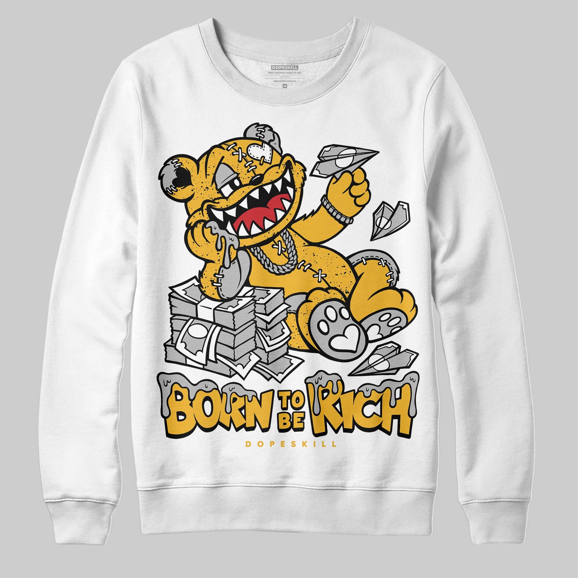 Jordan 5 'Tokyo' DopeSkill Sweatshirt Born To Be Rich Graphic Streetwear - White