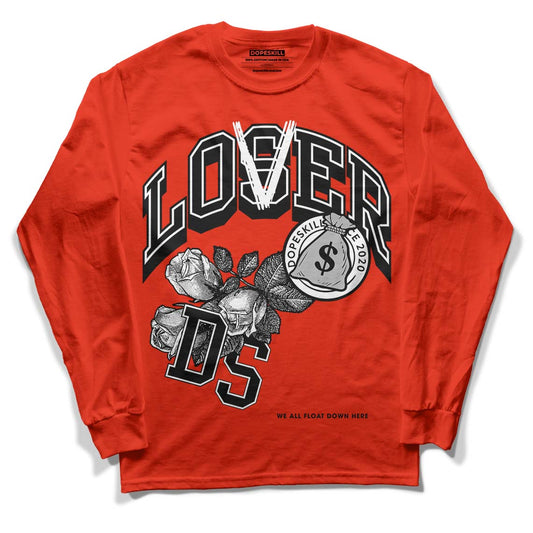 Yeezy Foam Runner Red Dopeskill Vermillion Red Long Sleeve T-Shirt Loser Lover Graphic Streetwear