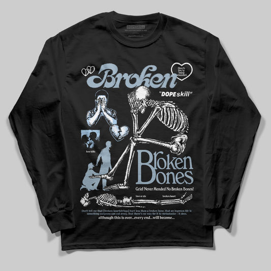 Jordan 40 “Blue Suede” DopeSkill Long Sleeve T-Shirt Broken Bones Graphic Streetwear - Black